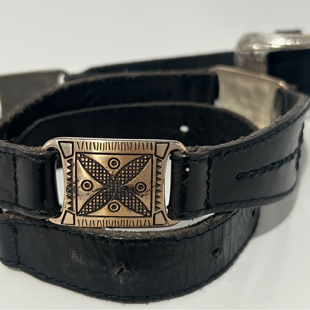 FOSSIL 1997 | Black Leather Women's Belt with Silver Buckle APPROX 37" - Picture 5 of 9
